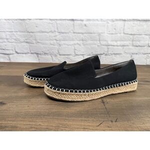 Joie Black Canvas Espadrille Flats 9.5 Platform Slip On Boho Coastal Chic Beach
